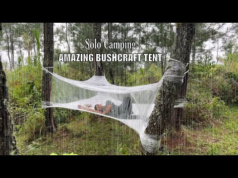 SOLO CAMPING HEAVY RAIN WITH PLASTIC WRAP - RELAXING RAIN SOUNDS - CAMPING ASMR
