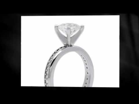 Moissanite 14k White Gold Pave Set Eternity Princess Engagem