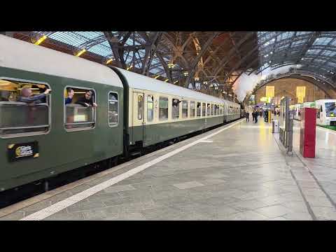 50 3501 verlässt lautstark am Zugschluss den Leipziger Hauptbahnhof 