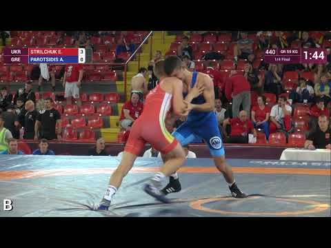 1/4 GR - 55 kg: E. STRILCHUK (UKR) v. A. PAROTSIDIS (GRE)