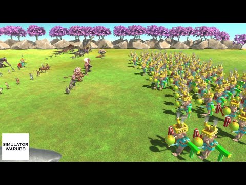 100 HUMANS vs ALL Units Army Animal Revolt Battle Simulator