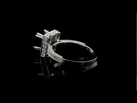 1.26 ctw Natural Halo Pave Diamonds Side Profile Engagement Ring Setting 14k White Gold hal 5097