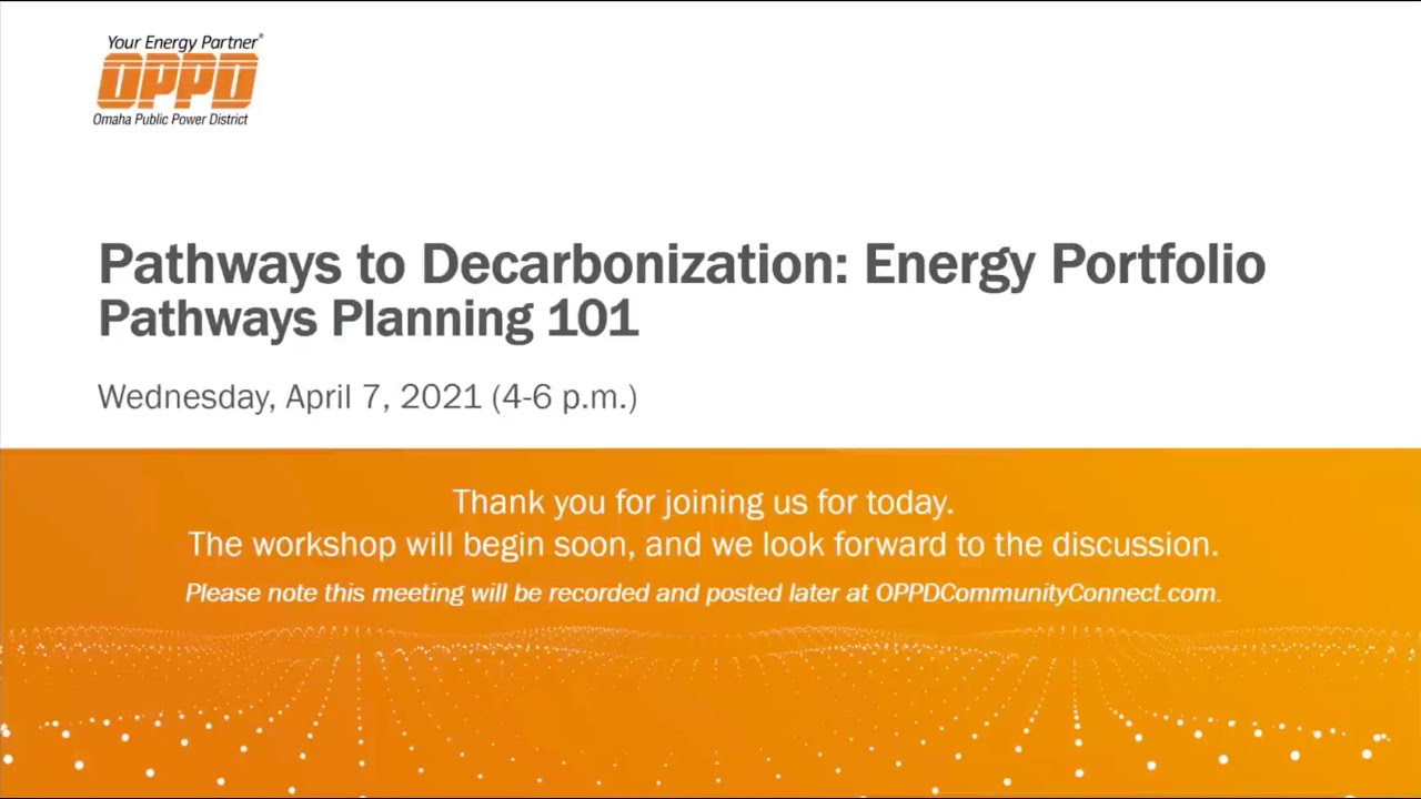 Energy Portfolio Workshop #1 Decarbonization Pathways Planning 101