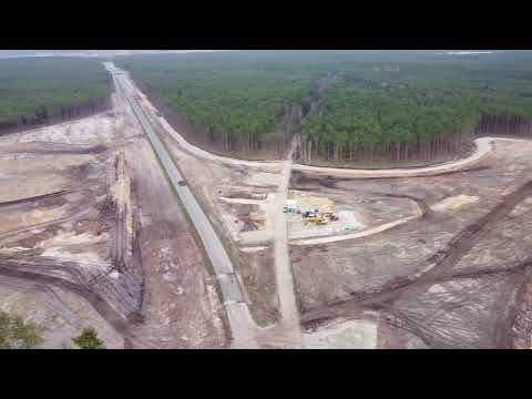 Drohnenflug Ortsumgehung Cottbus - Neue Baustelle - Sperrung B168 April 2023