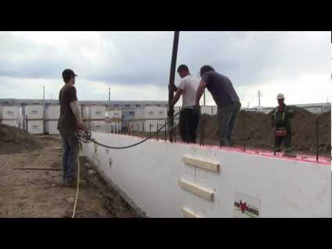 Fox Blocks First Course No Concrete leaks at bottom of Fox Insulated Concrete Form wall