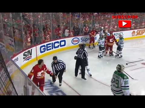 Matthew Tkachuk vs John Klingberg Early Fight |Calgary Flames vs Dallas Stars | NHL Playoffs Game 2
