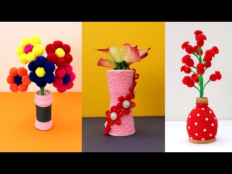 3 Amazing Craft Idea Out of Waste Plastic Bottle & Wool - DIY Room Decor - Home Decorative Idea