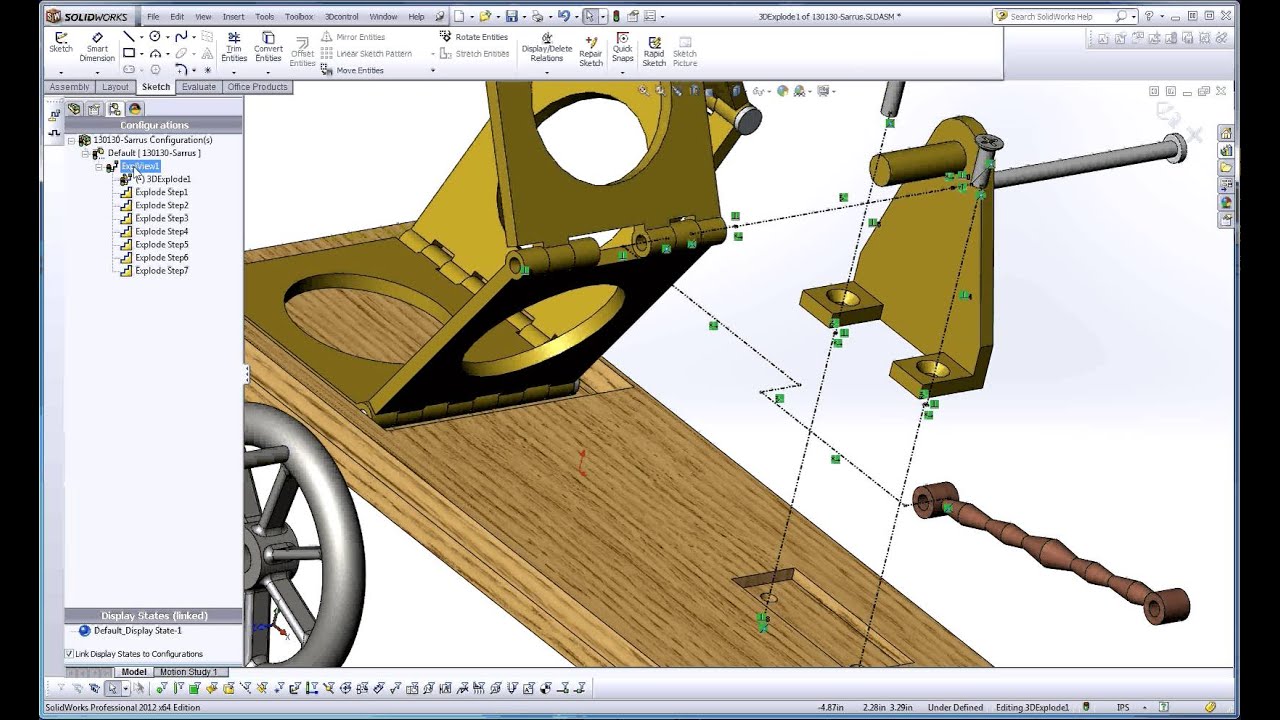 Basic Assembly Techniques, Part 4, Exploded View Configuration, Explode Line Sketch