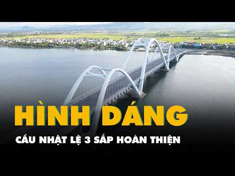 Drone view of the nearly completed Nhat Le 3 Bridge, set to open in October