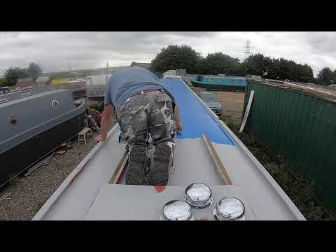Vlog 51, Narrowboat Fit Out -  PAINTING THE ROOF AND DOORS AND A BIT MORE FOILING