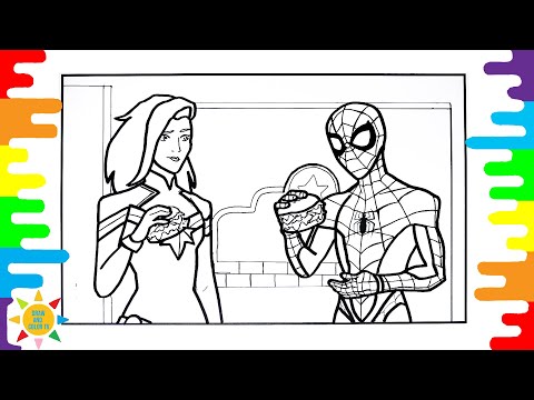 SPIDERMAN Meets WONDERWOMAN Coloring Page|SUPERHEROES Coloring/Disfigure - Blank [NCS Release]