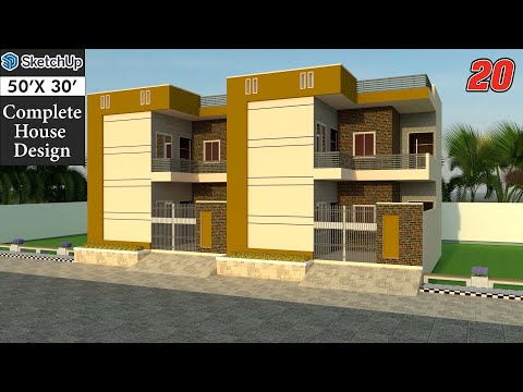 50 X 30 House Design in Sketchup for Beginners || Tutorial in Hindi