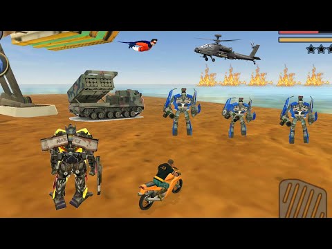 Vegas Crime Simulator (Vegas Hero on yellow Bike) Iron Robot War [Transformer] - Android Gameplay HD