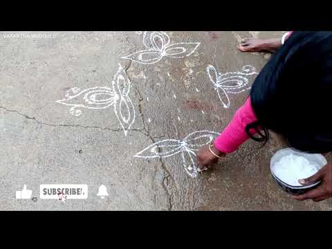 7×1 Dots Simple Muggulu Design | Easy Daily Rangoli | Vasantha Muggulu | Simple Kolam Designs