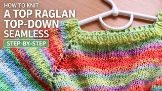 📌How to Knit a Seamless Summer Top | Top-Down Raglan & Sleeve Separation Tutorial