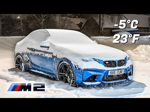 BMW M2 Cold Start & POV Drive in Heavy Snow (-5°C / 23°F)