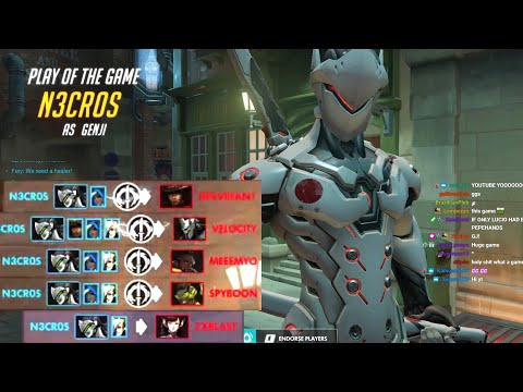 Fastest Genji Necros Goes Insane with - 48 elims! POTG! [ Overwatch Season 28 Top 500 ]