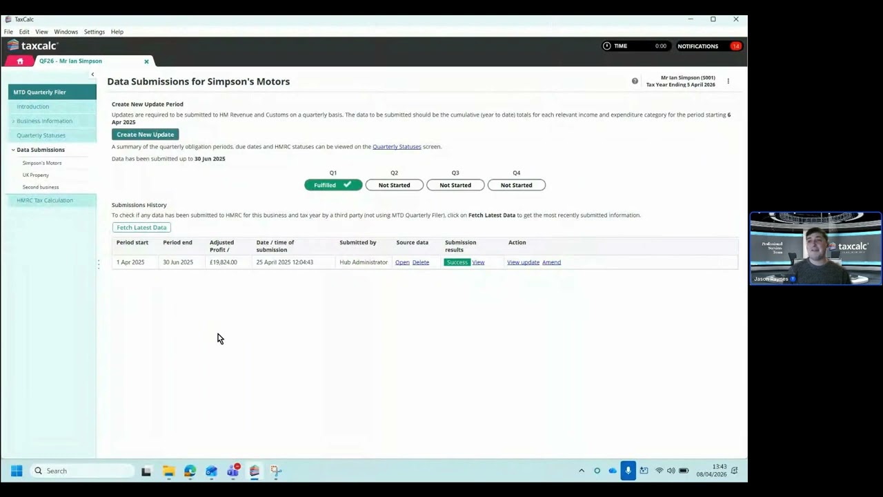 MTD Quarterly Filer walkthrough — how to handle submissions and spreadsheet mapping within TaxCalc