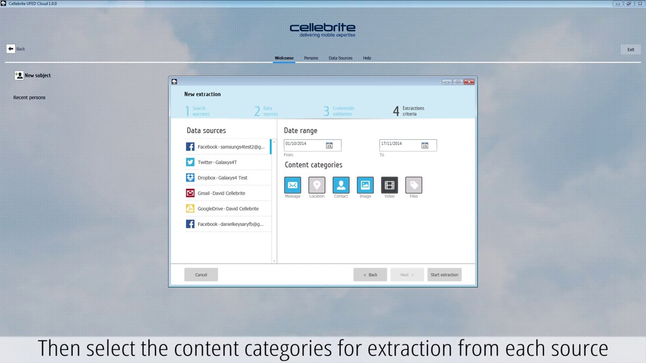 UFED Cloud Analyzer for cloud data extraction