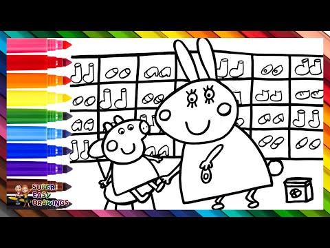 Drawing and Coloring Peppa Pig Getting New Sandals 🐷👡🐰💛 Drawings for Kids