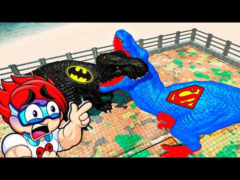 DINOSAURIOS SUPERHERORES EPICA BATALLA | Luky REACCIONA a Animal Revolt Battle Simulator