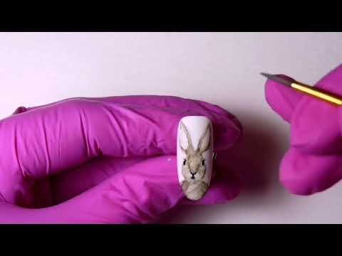 Akwarela na paznokciach - Zając