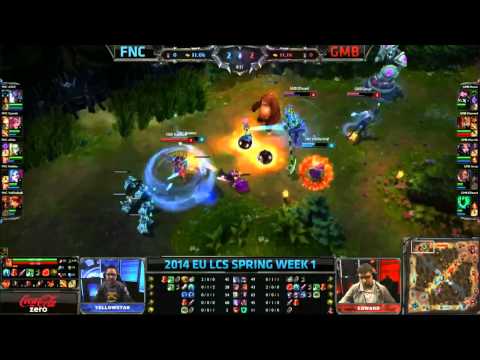 Rekkles amazing double kill on Jinx | FNC vs GMB | Season 4 EU LCS Spring Split W1D1 [HD]