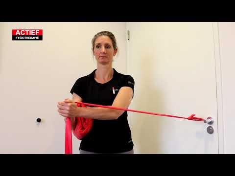 Schouder: Oefening 14 - Rotator Cuff kracht excentrisch (exorotatie).