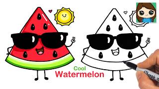 How to Draw a Cool Watermelon 🍉 Fun Summer Art | Relaxing Follow Along Hobby