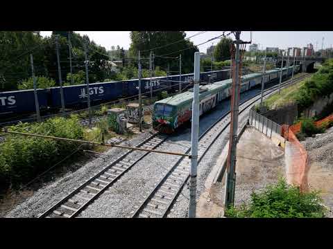Trenord Regional Train and Container Train Parallel Transit at Milan Forlanini   P1320252