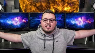 Overkill Triple Gaming Monitor Setup with 65" TV