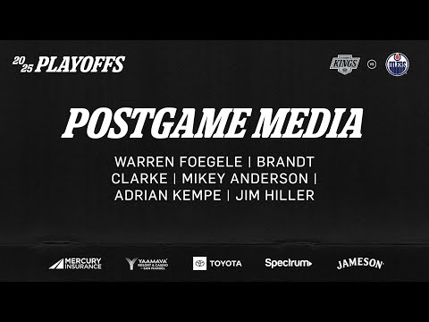 Foegele, Clarke, Anderson, Kempe, Hiller | R1G2 LA Kings beat the Edmonton Oilers | Postgame Media