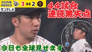 【石井 無失点記録が44試合に！全球ハイライト】ヒヤリの1球がありましたが無事0点で抑える！（2025年8月30日 阪神ー巨人）  #サンテレビボックス席