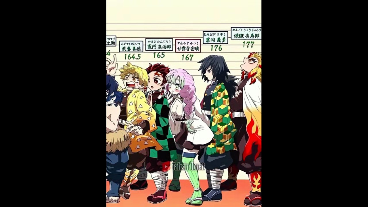 Whose height matches yours?!😌❤️ #kny #demonslayer #giyu #muichiro #mitsuri #sanemi #anime #fypシ