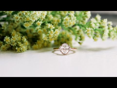 1.5 Carat Oval Lab Diamond Engagement Ring with Custom Halo in 14k Rose Gold | Ada Diamonds