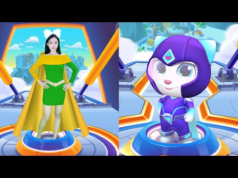 Imitate Angela Hero - Talking Tom Hero Dash In Real Life Part 3