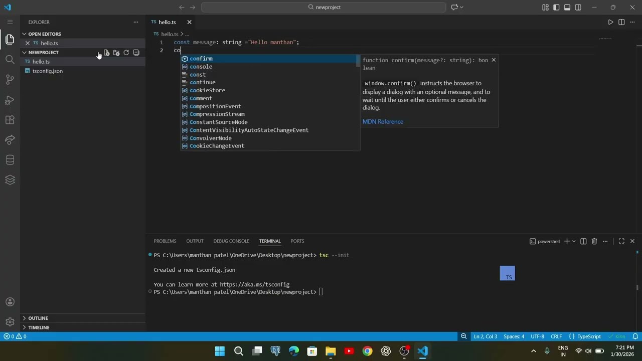 TypeScript Installation Step-by-Step (ts-node + tsc Setup) | 2026 Tutorial