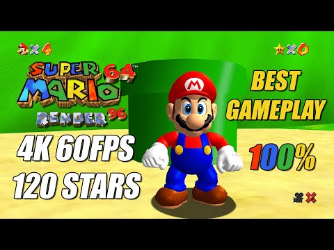 Super Mario 64 Render96 Gameplay 4K 60FPS 120 Stars 100% Complete Longplay PC Gameplay No Commentary