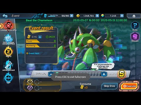 Rockman X DiVE: Beat the Chameleon - event stage (How to beat it easy)