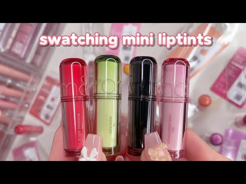 Trying ALL VIRAL Mini Korean lip tint from romand 🎀 cutest mini makeup ever!