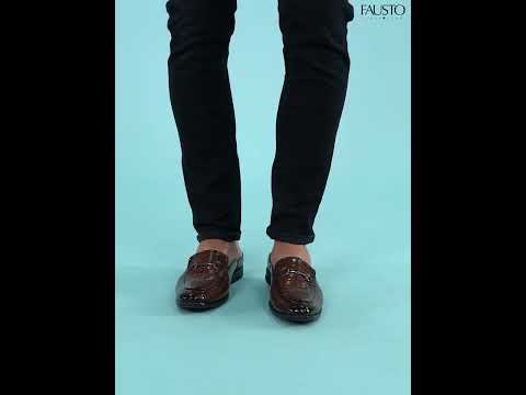 FAUSTO Embossed Leopard Print Design Ethnic Party Back Open Slip