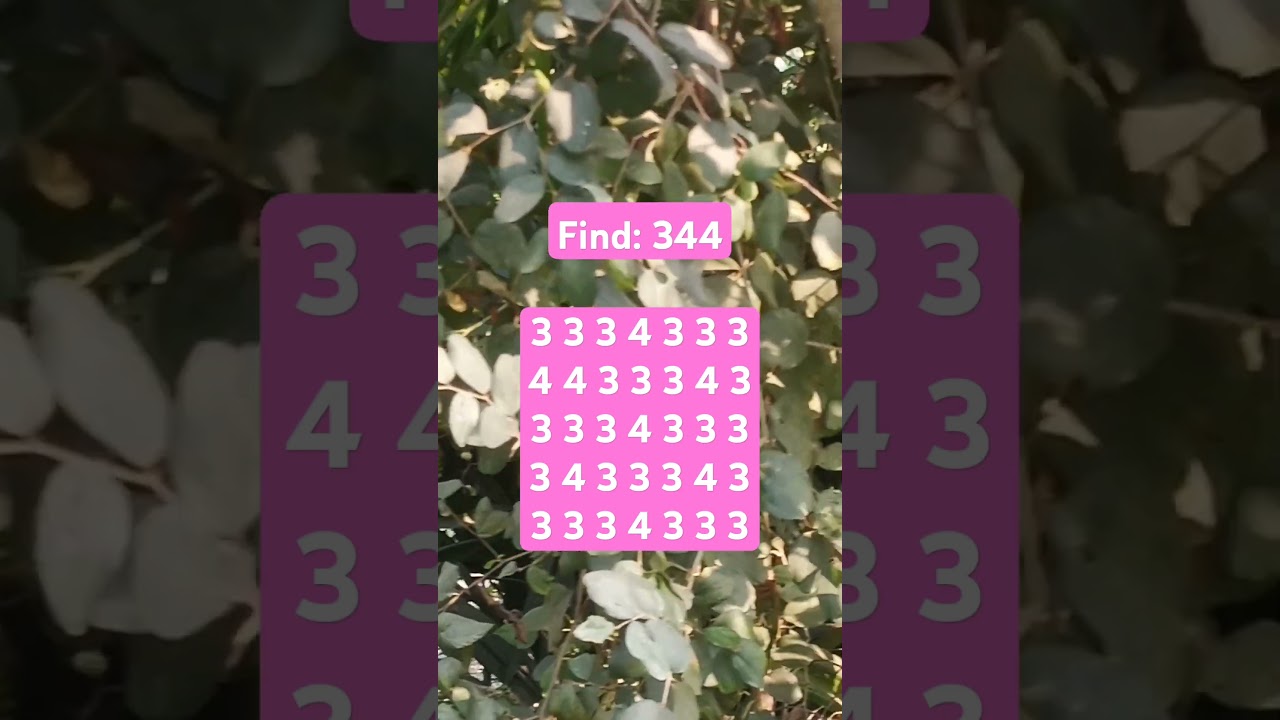 Observation Visual Test: 5 Seconds ForYou To Spot 344. Try Your Skills! #search #puzzle #shorts