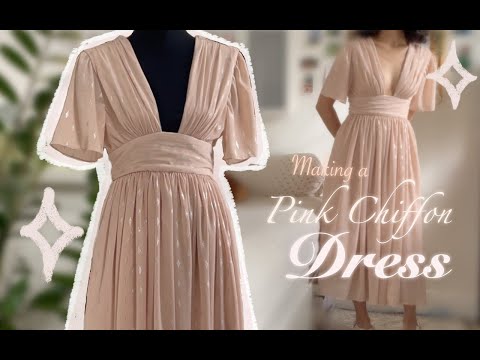 Making a Pink Chiffon Dress | No commentary