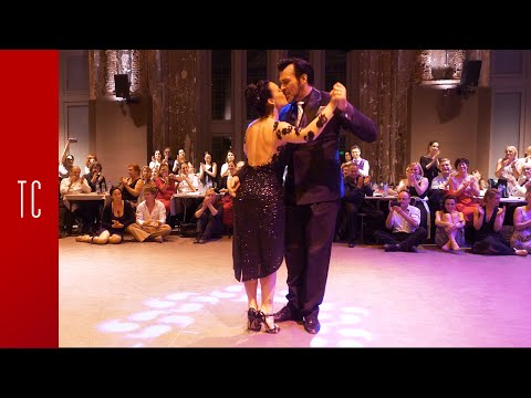  Anibal Lautaro  and  Valeria Maside  are  dancing  to  the  vals  "  Sin Rumbo Fijo  "  by  Orquesta Típica Victor  at  Antwerpen Tango Festival  in  2019