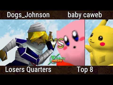 Xanadu Origins Top 8 - Dogs Johnson (Sheik) Vs. baby caweb (Pikachu, Kirby) Smash Remix - SSB64