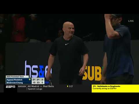 ESPN: Finish of 2023 Pickleball Slam with Famous Pro Tennis Players Recorded Apr 2, 2023, ESPN