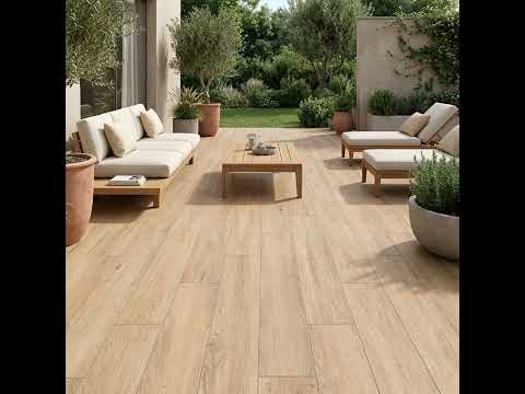 Carrelage sol extérieur effet bois Panggal beige R11 20x120 cm