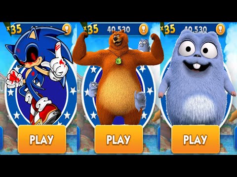 Sonic Dash vs Grizzy and the Lemmings Yummy Run - All Characters Unlocked All Bosses Zazz Eggman