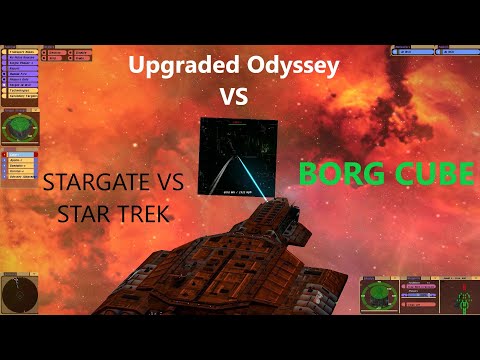 Stargate VS Star Trek Asguard Weapon Enhanced Human Odyssey Ship Takes on a Borg Cube