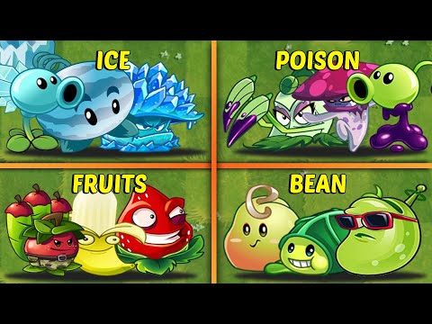 Random 4 Team POISON x ICE x FRUITS x BEAN Plants Battles - Who Will Win? - PvZ 2 Team Plants